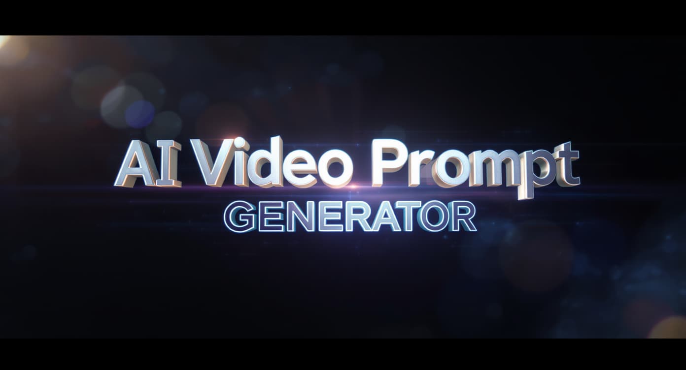 Cinematic 3D typography for the "AI Video Prompt Generator" tool.